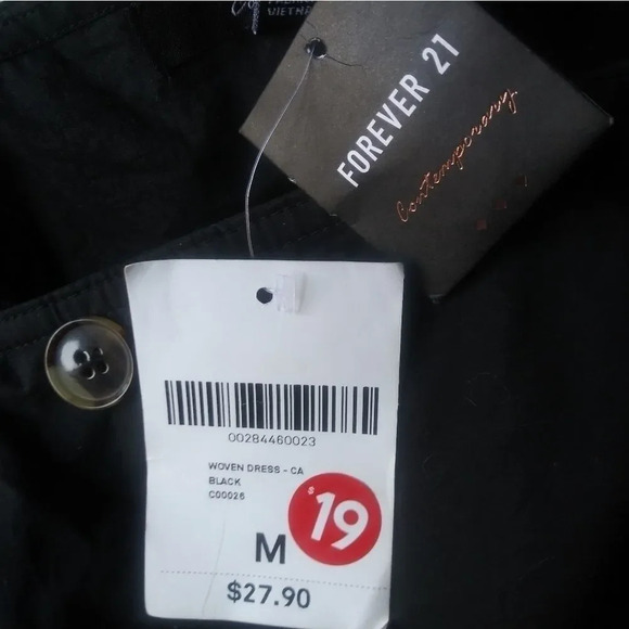 FOREVER 21 WOVEN DOUBLE BUTTON DRESS - BLACK - Picture 4 of 4